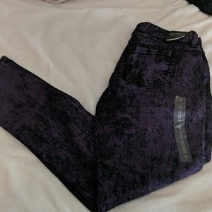 Purple and back acid wash skinny jeans